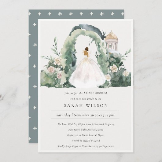 Bruidsbloemenboog Botanische Bruiloftsinvatie Bedankkaart (Voorkant / Achterkant)