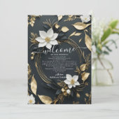 Bruidsbloemenkrans Huwelijks Verwelkomingsbrief &  Kaart (Staand voorkant)