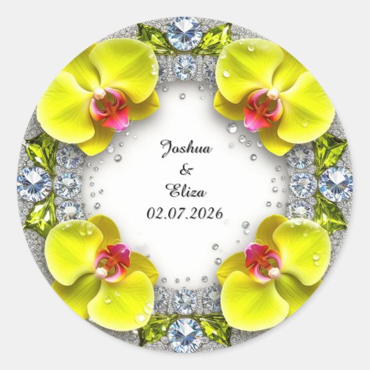 Bruidsbloemenkrans Ronde Sticker (Voorkant)
