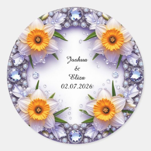 Bruidsbloemenkrans Ronde Sticker (Voorkant)