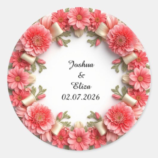 Bruidsbloemenkrans Ronde Sticker (Voorkant)