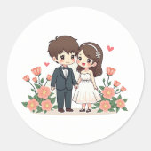 Bruidsbloementuin Liefde Ronde Sticker (Voorkant)