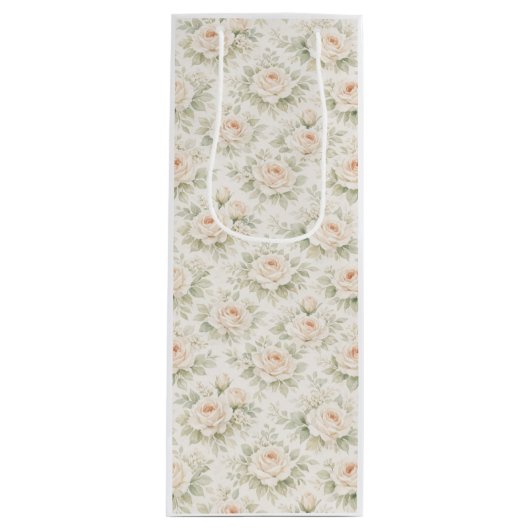 Bruidsbloempatroon Wijn Cadeautas (Voorkant)