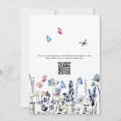 Bruidsboeket Blauwe Bloemen QR Code Bruiloft Feest Kaart (Achterkant)
