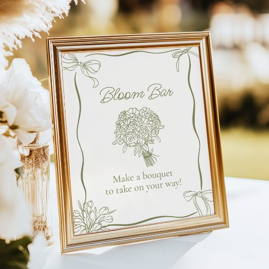 Bruidsboeket Bloem Bar Bruiloft Uitnodigingsbord Poster