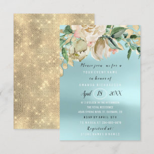 Bruidsboeket Bloem Brunch Glans Goud Blauw Kaart