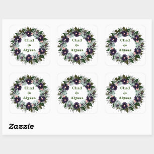 Bruidsboeket bloemen bloemstuk verzending vierkante sticker
