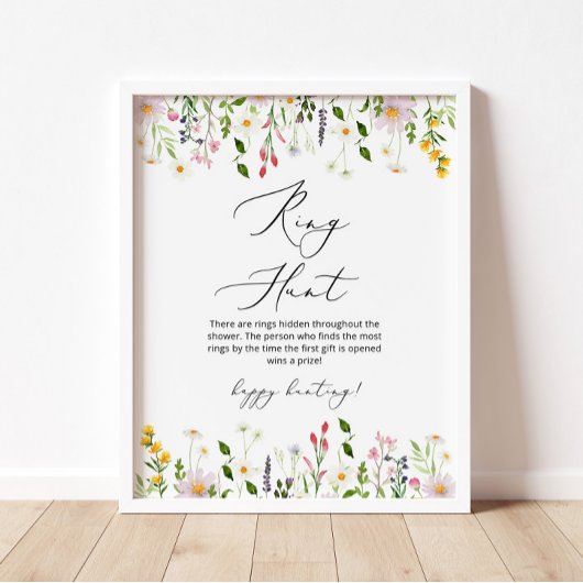 Bruidsboeket bloemen ring zoek bruidsshower spel poster