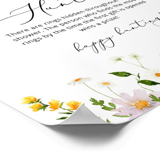 Bruidsboeket bloemen ring zoek bruidsshower spel poster (Hoek)