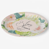 Bruidsboeket bloemige bruiloft Blush Roze Papieren Bordje (Gekanteld)