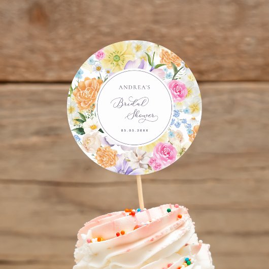 Bruidsboeket bloemige lente zomer bruiloft ronde sticker