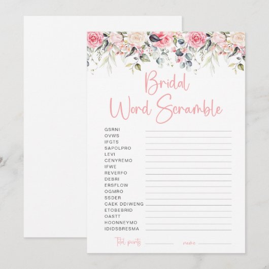 Bruidsboeket Bloemige Woordzoekspel Kaart (Voorkant / Achterkant)