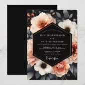 Bruidsboeket Blush Charcoal Nocturne Bloom Kaart (Voorkant / Achterkant)