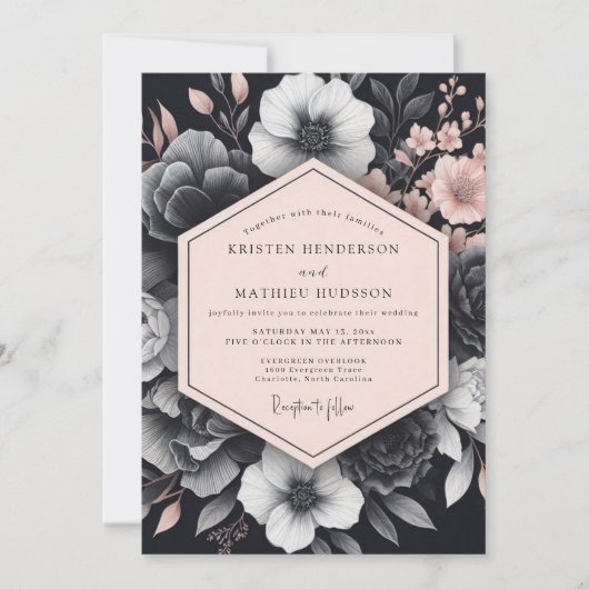 Bruidsboeket Blush Noir Chiaroscuro Flora Kaart (Voorkant)
