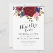 Bruidsboeket Bourgondië Bloemend Navy Blauwe Roze  Kaart (Voorkant)