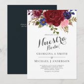 Bruidsboeket Bourgondië Bloemend Navy Blauwe Roze  Kaart (Voorkant / Achterkant)