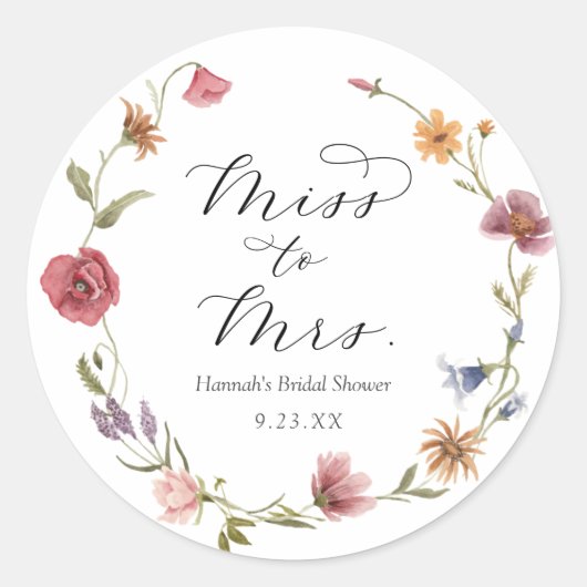 Bruidsboeket Bruidsshower Klassieke Ronde Sticker (Voorkant)