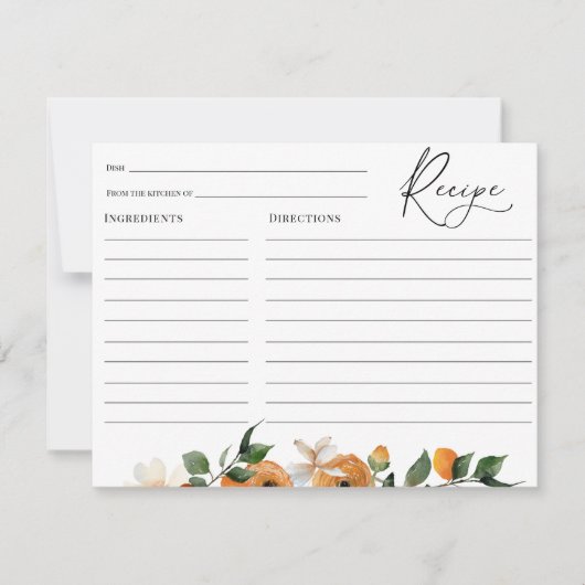 Bruidsboeket Bruidsshower Receptkaart Kaart (Voorkant)