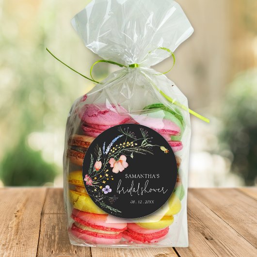 Bruidsboeket Bruidsshower Zwart Ronde Sticker