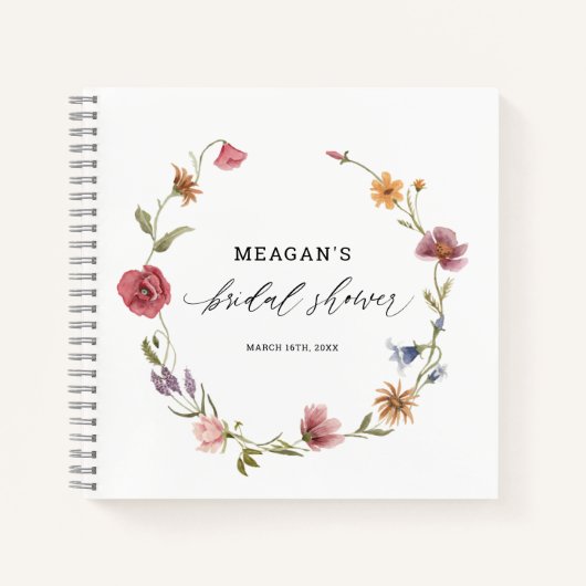 Bruidsboeket Bruiloft Gastboek met Wilde Bloemen Notitieboek (Voorkant)