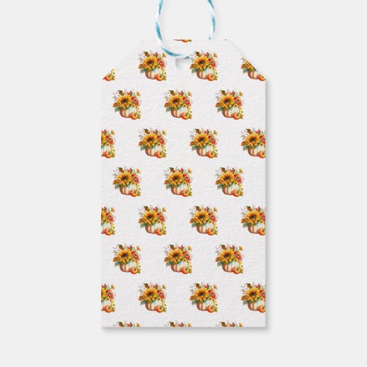 Bruidsboeket Bruiloft met Pompoenbloemen Cadeaulabel (Achterkant)