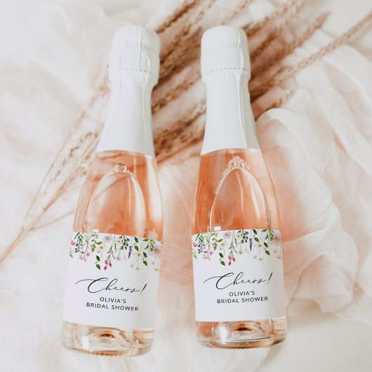 Bruidsboeket bruiloft Sparkling Wine etiket