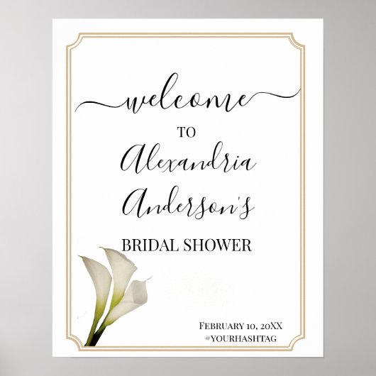 Bruidsboeket Calla Lily Welkomstbord Poster (Voorkant)