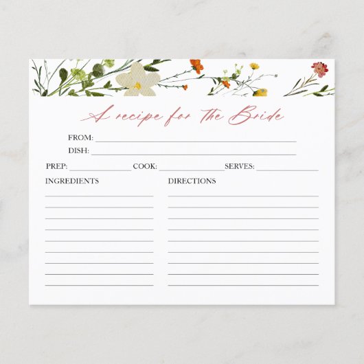 Bruidsboeket Calligraphy Bruiloft Recept Kaarten (Voorkant)