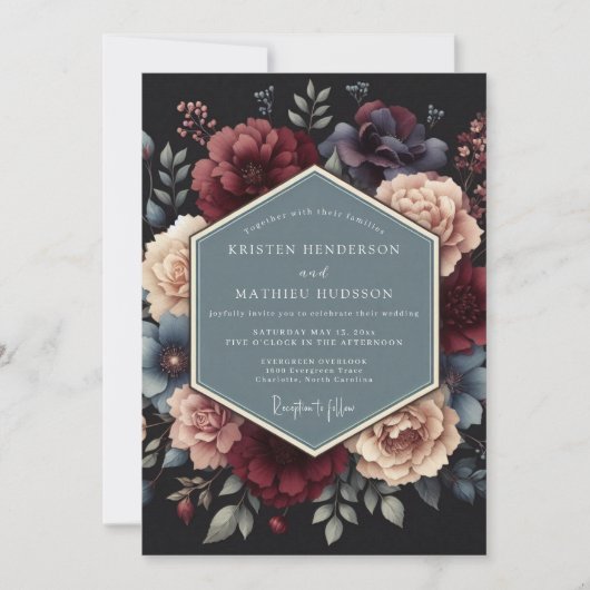 Bruidsboeket Crimson Midnight Flora Kaart (Voorkant)