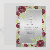 Bruidsboeket Crimson Silver Rose Kaart (Voorkant / Achterkant)