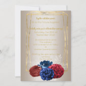 Bruidsboeket Elegant Rood Blauw Bruiloft Kaart (Voorkant)