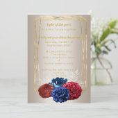 Bruidsboeket Elegant Rood Blauw Bruiloft Kaart (Staand voorkant)