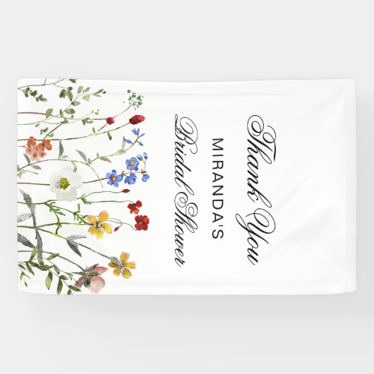 Bruidsboeket Elegante Dank je wel Bruiloft Spandoek (Horizontaal)