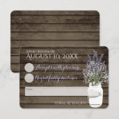 Bruidsboeket en Lavendel Huwelijksreactie RSVP Kaartje (Voorkant / Achterkant)