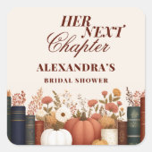 Bruidsboeket herfstboekenthema Bruiloft Vierkante Sticker (Voorkant)