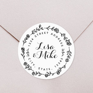 Bruidsboeket Huwelijks Retouradres Ronde Sticker