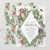 Bruidsboeket Konijnen Lente Bruiloft Uitnodiging (Voorkant / Achterkant)