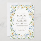 Bruidsboeket Krans Elegant Modern QR Code Trouwen Kaart (Voorkant)