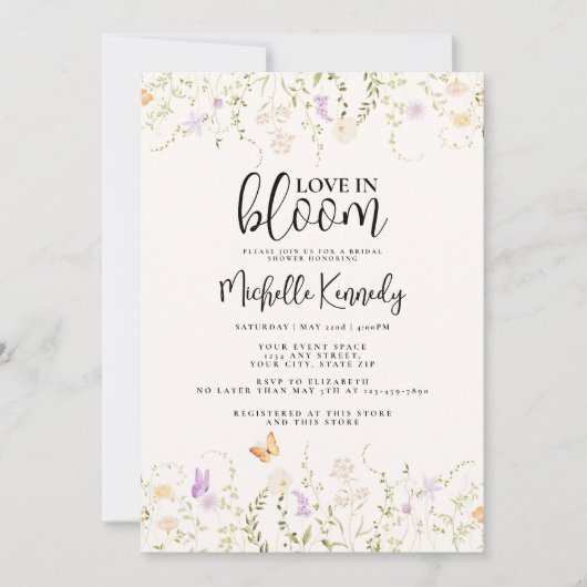 Bruidsboeket Liefde in Bloei Bruiloft Feest  Kaart (Voorkant)