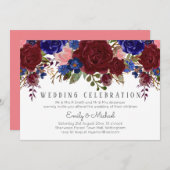 Bruidsboeket Marsala Navy Blauw Roze Bloemig Kaart (Voorkant / Achterkant)