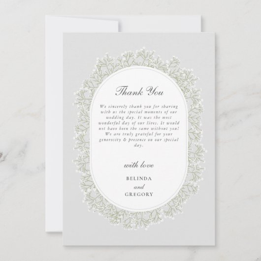 Bruidsboeket met Baby's Breath-monogram Gipsbloem Bedankkaart (Voorkant)
