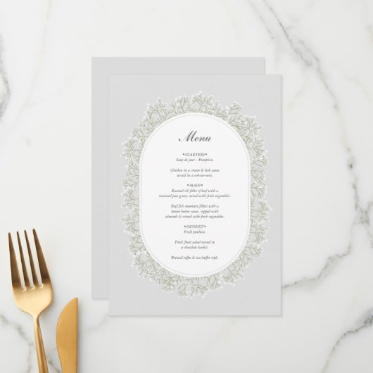 Bruidsboeket met Baby's Breath-monogram Gipsbloem Menu (Voorkant / Achterkant in situ)
