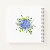 Bruidsboeket met blauwe hortensia's cadeaus notitieboek (Achterkant)