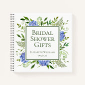 Bruidsboeket met blauwe hortensia's cadeaus notitieboek (Voorkant)