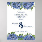Bruidsboeket met blauwe hortensia's proefbruiloft  poster (Voorkant)