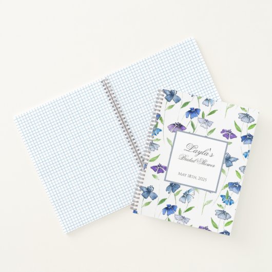 Bruidsboeket met blauwe lavendelbloemen notitieboek (Binnen)