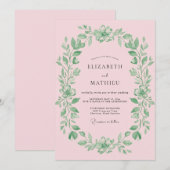 Bruidsboeket met Blush Gebladerte Kaart (Voorkant / Achterkant)