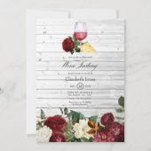 Bruidsboeket met Bourgondische bloemenkas en wijn Kaart (Voorkant)