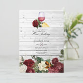 Bruidsboeket met Bourgondische bloemenkas en wijn Kaart (Staand voorkant)