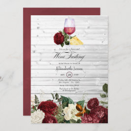 Bruidsboeket met Bourgondische bloemenkas en wijn Kaart